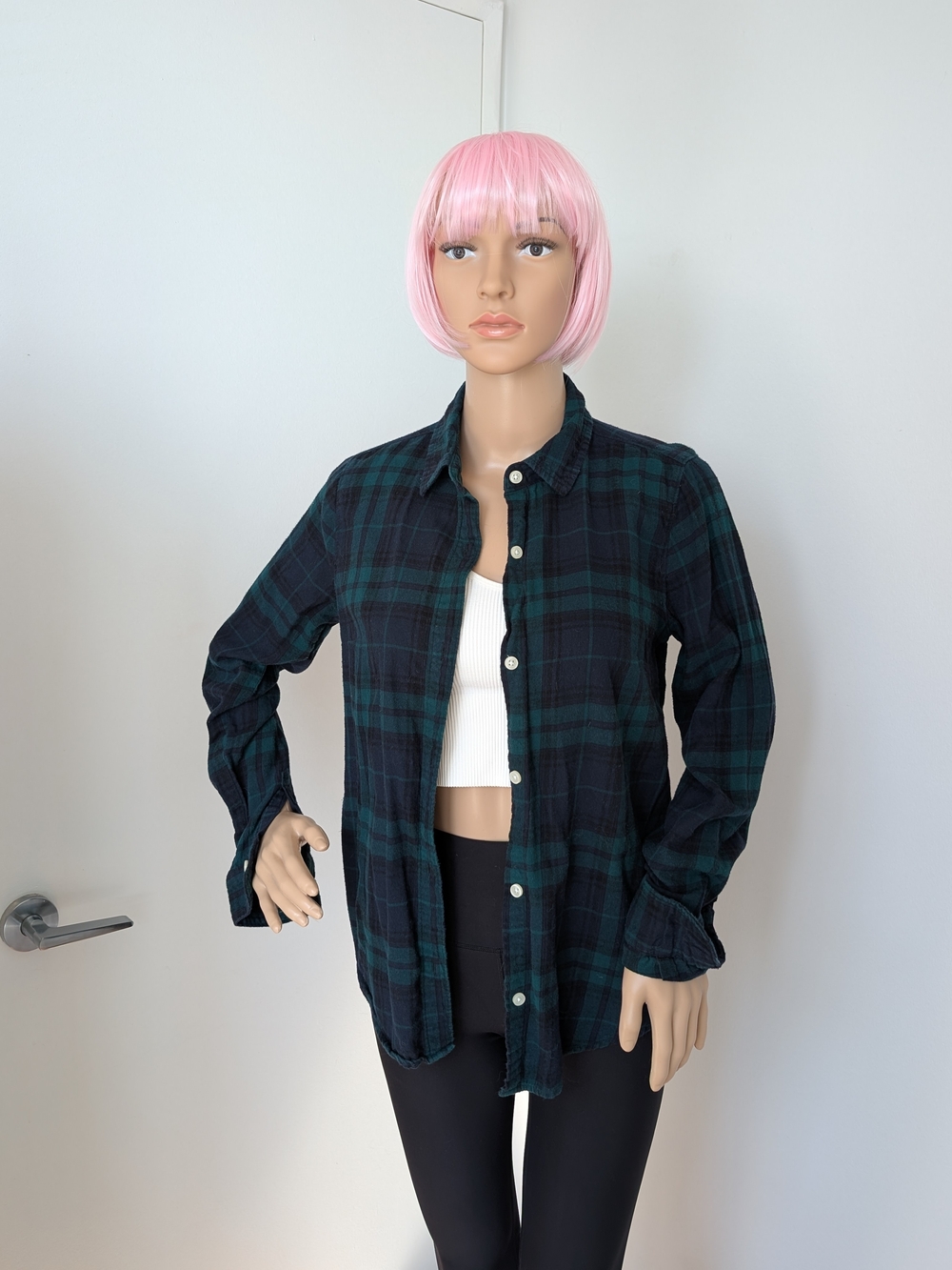 Classic Blue & Green Plaid Button-Down Shirt